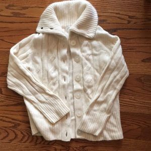Petite small ivory button sweater